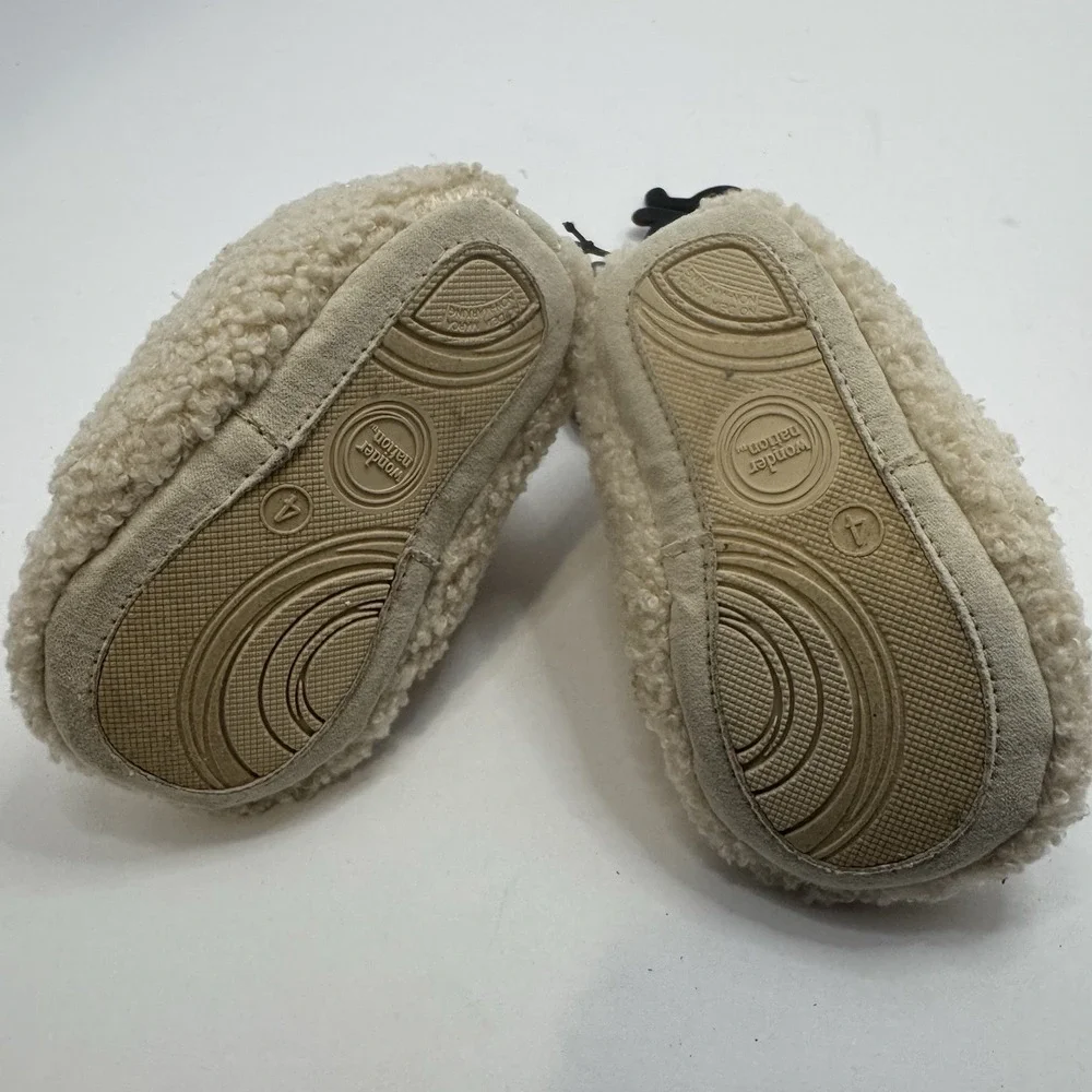 Wonder Nation Baby Boy Baby Girl  Bootie Slippers Faux Fur Cream Size 4c